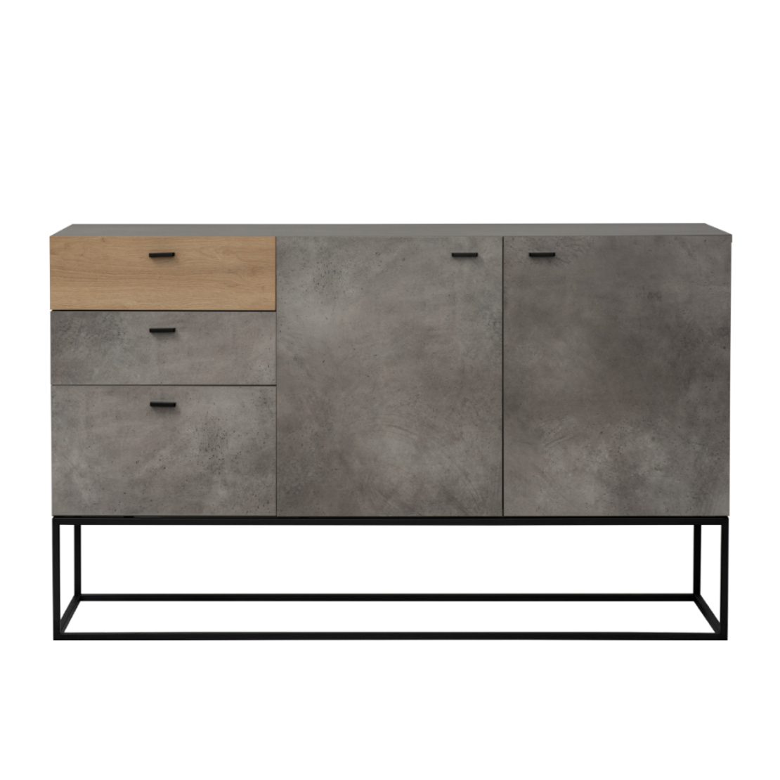 DELTA SIDEBOARD MELAMINE CEMENT METAL BLACK 136x41xH82cm E1 PRC