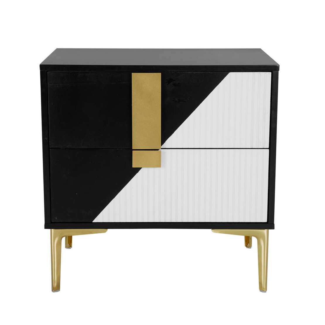NEW YORK NIGHTSTAND MDF WHITE MDF BLACK GOLD E1