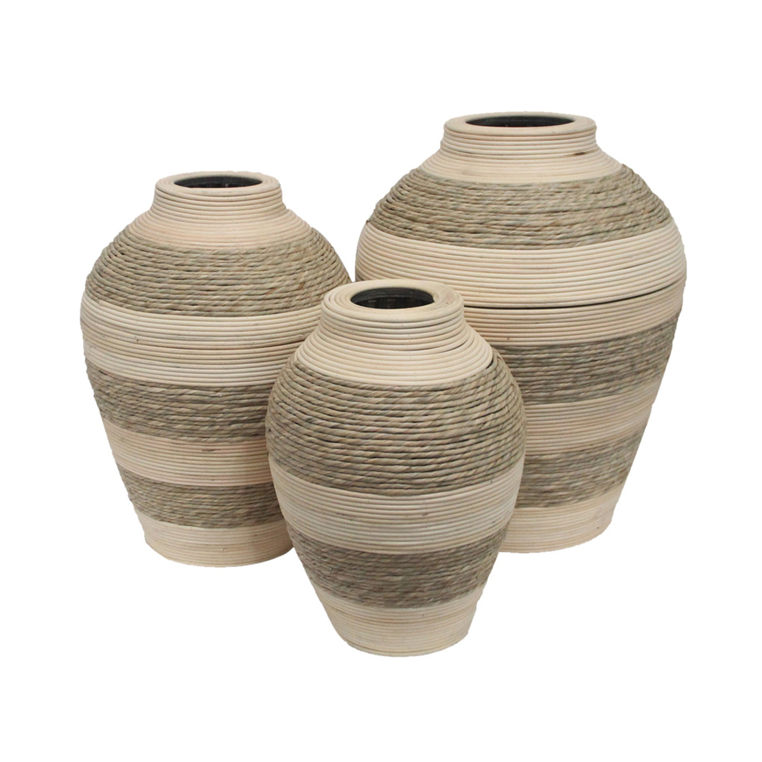 SIKINOS VASE SET 3PCS 37x37x47 ROPE NATURAL BEIGE PLYWOOD