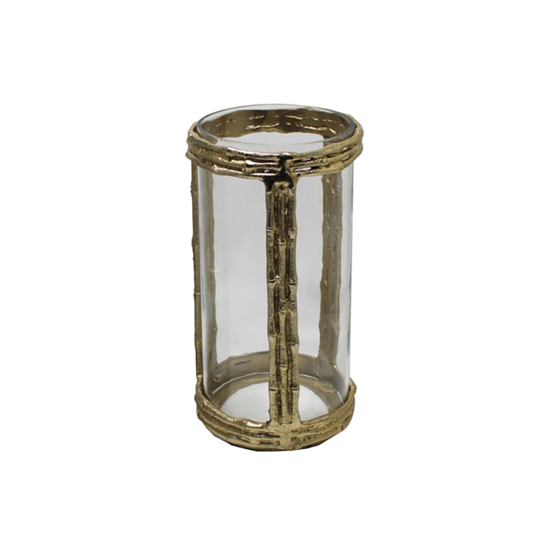 REED 26 CANDLE HOLDER ALUMINIUM GLASS GOLD D14xH26