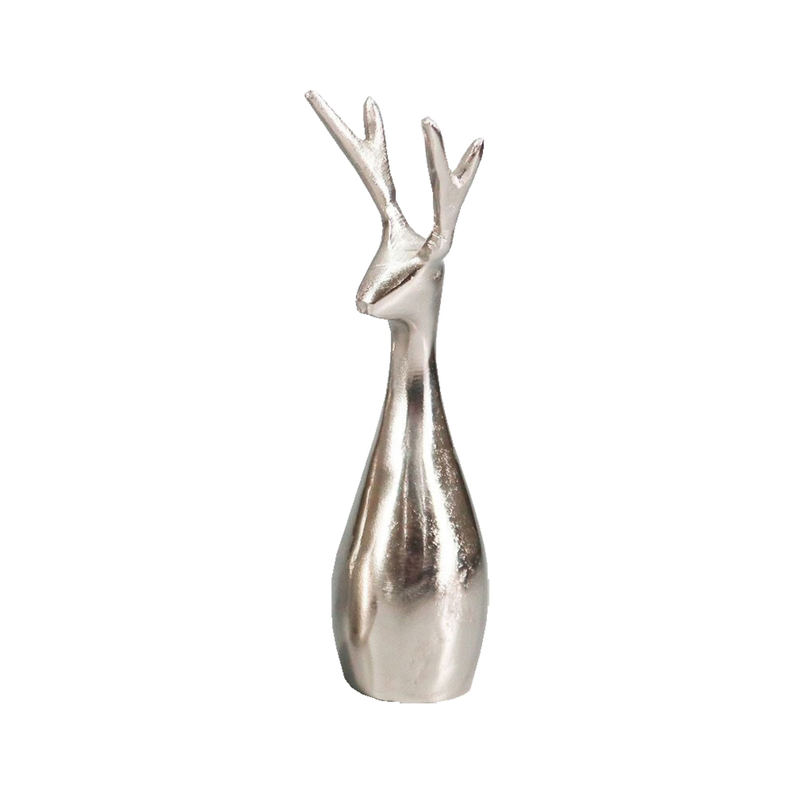 XMAS COUES DEER ALUMINIUM SILVER 10x9xH29cm IN