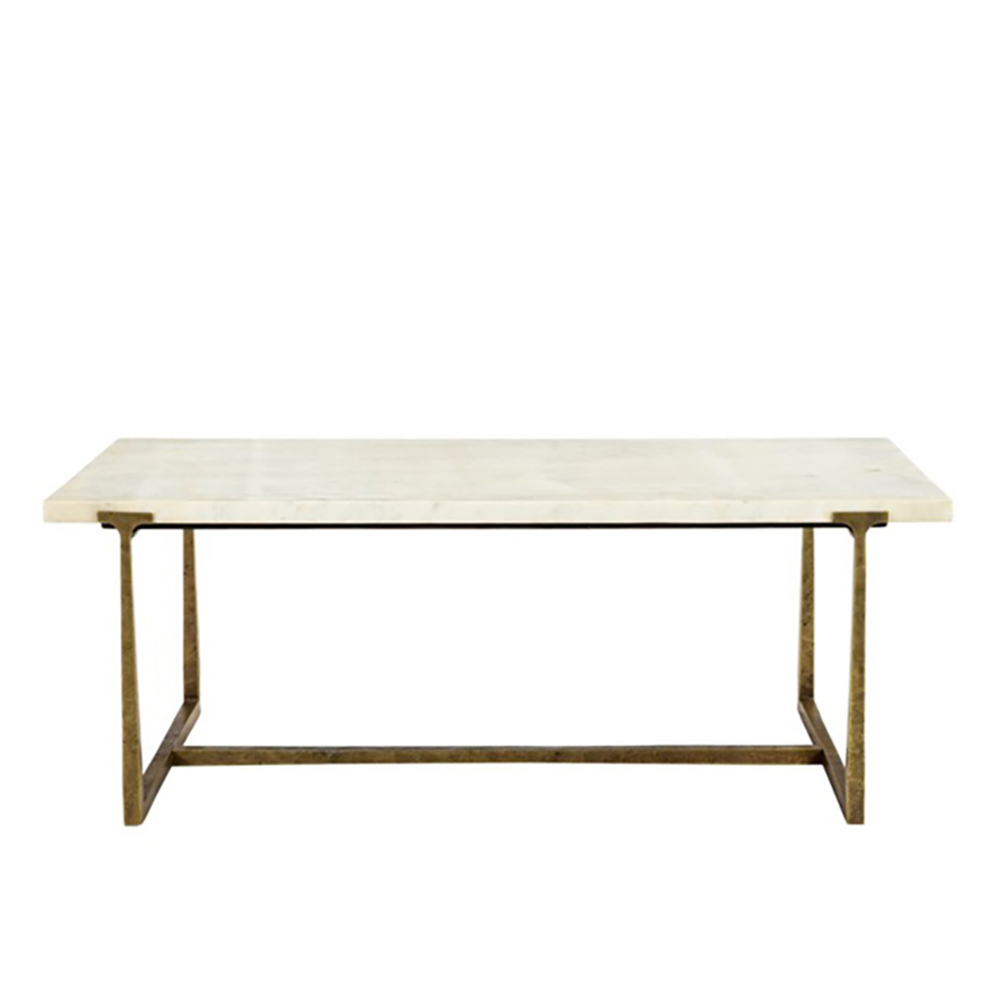 BAKARI COFFEE TABLE MARBLE WHITE METAL BRASS ANTIQUE 122x61xH44,5cm IN
