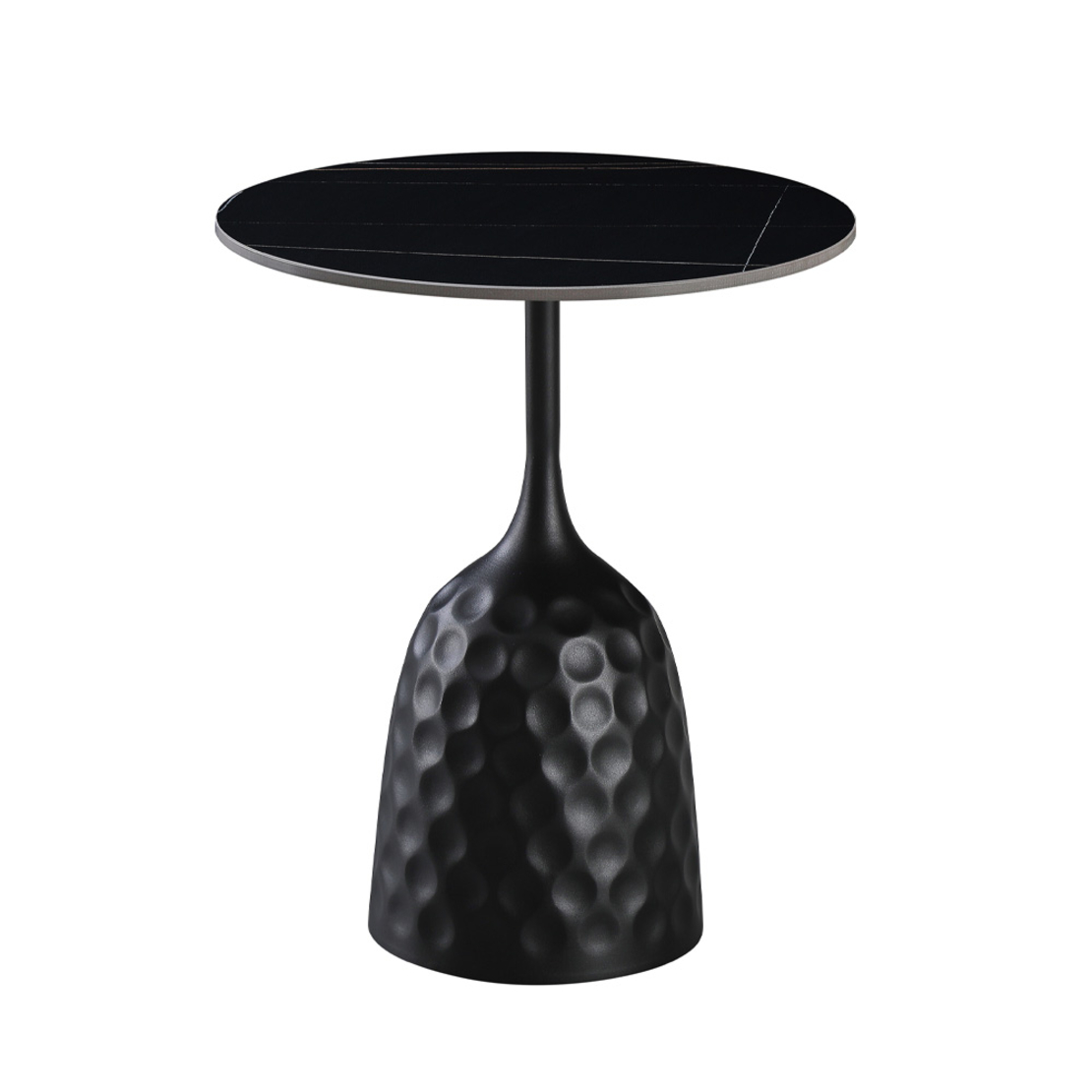 VOLCANO SIDE TABLE CERAMIC BLACK WITH MARBLE PATTE