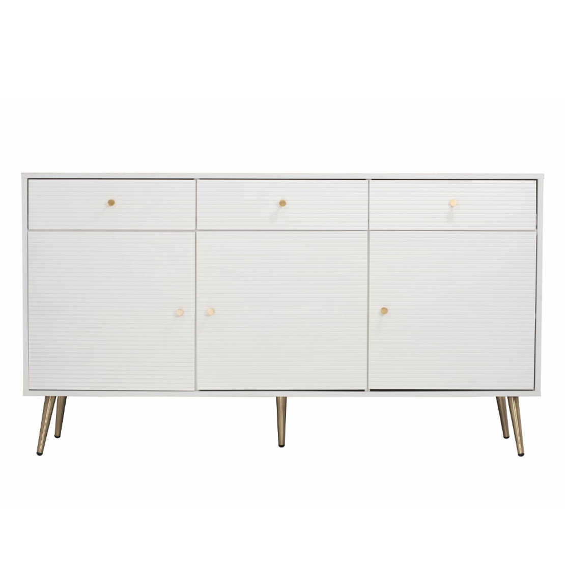 ZIZEL SIDEBOARD 3DOORS 3DRAWERS CHIPBOARD WITH MELAMINE CARTA WHITE WITH PATTERN GOLD LACQUERED MDF 150x40xH80cm E1 PRC