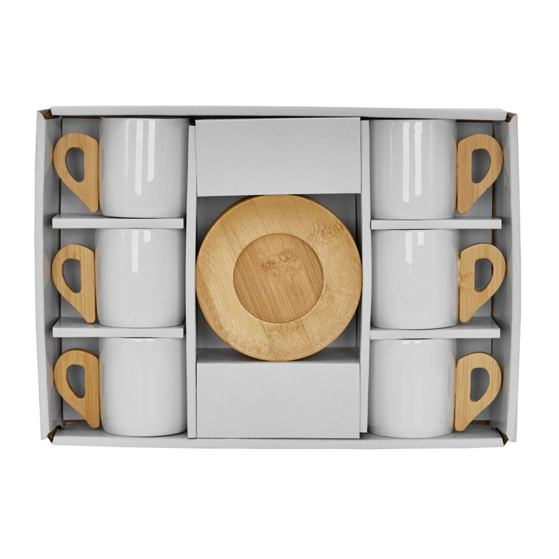 NORDIC MUG ESPRESSO SET 6 PCS PORCELAIN BAMBOO WHI