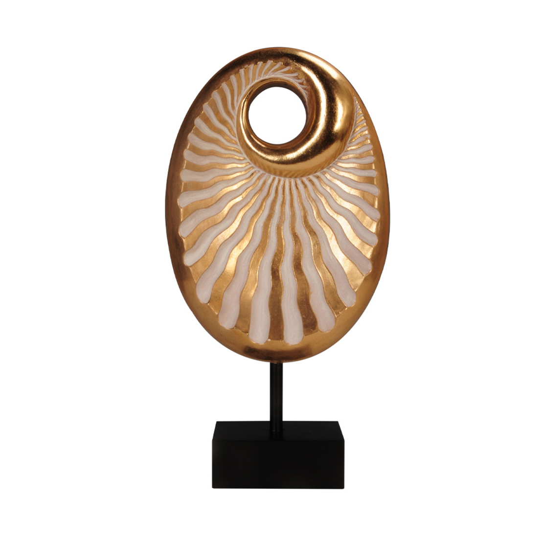 ESPIRAL OVAL DECO POLYRESIN GOLD BLACK 21,5x8,3xH4