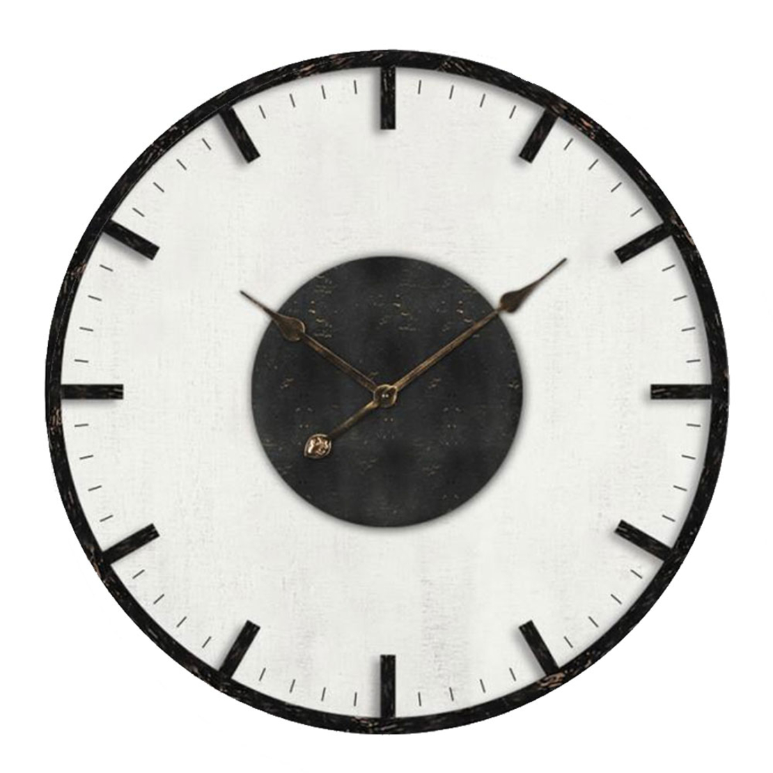 GENK CLOCK WALL MDF WHITE BLACK BRONZE D50xH4.5cm