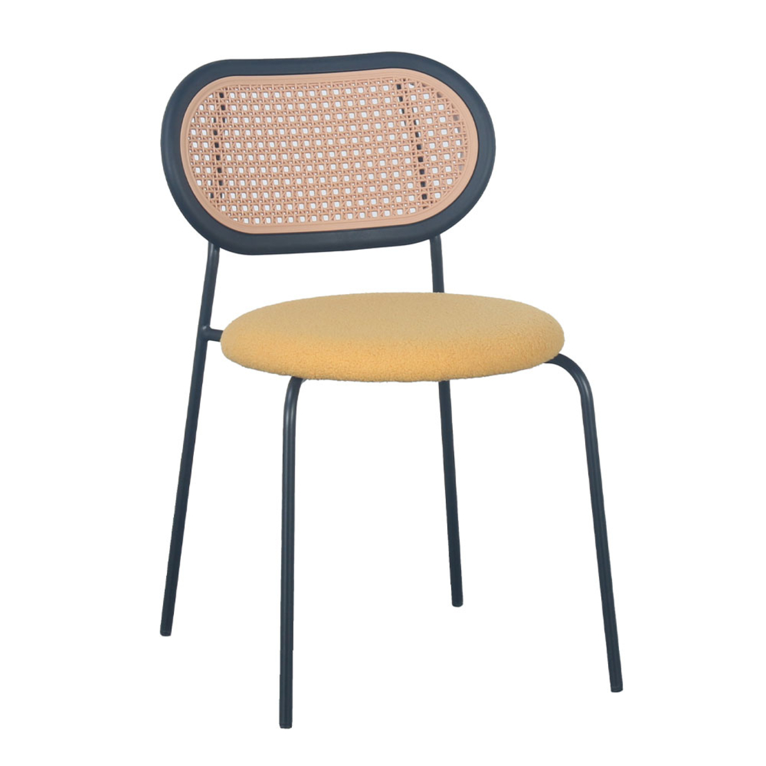VINTAGE CHAIR FABRIC YELLOW METAL BLACK E1 PRC