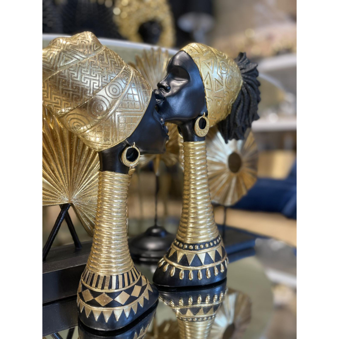 ABENI 2 DECO FIGURE POLYRESIN BLACK GOLD 19,3x7,3x