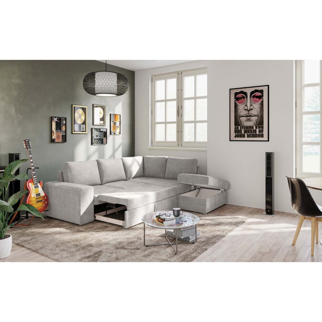 EDDI SOFA BED CORNER RIGHT EASY CLEAN FABRIC TAUPE E1 EU