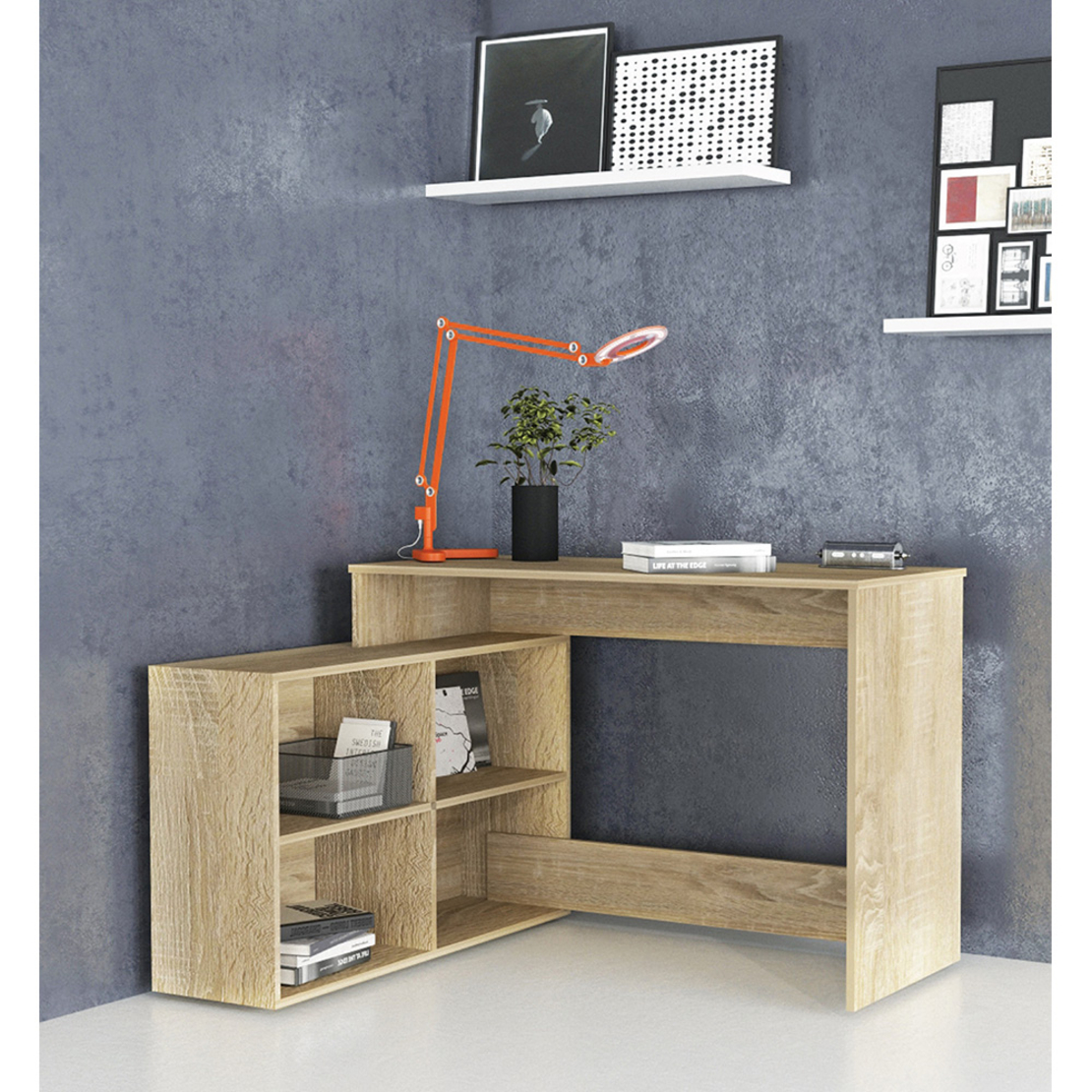 BOOK CORNER DESK MELAMINE SONOMA 125x100,5xH77cm E1 EU