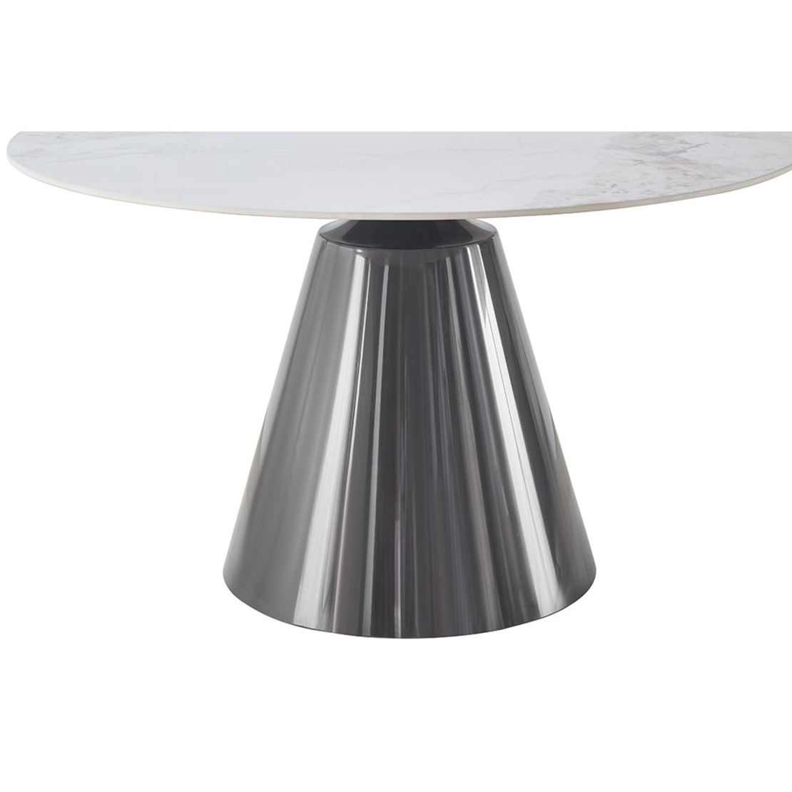 CIRCUS TABLE ROUND TABLE CERAMIC WHITE WITH MARBLE PATTERN STAINLESS STEEL BLACK PRC