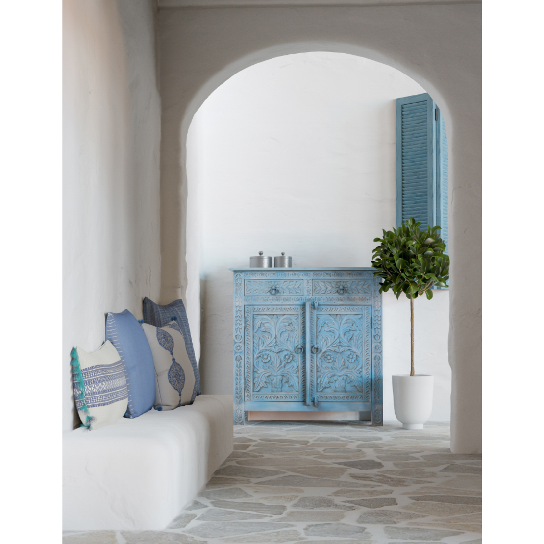 AGADIR 6 DECOR CUSHION COTTON BLUE 45x45cm IN