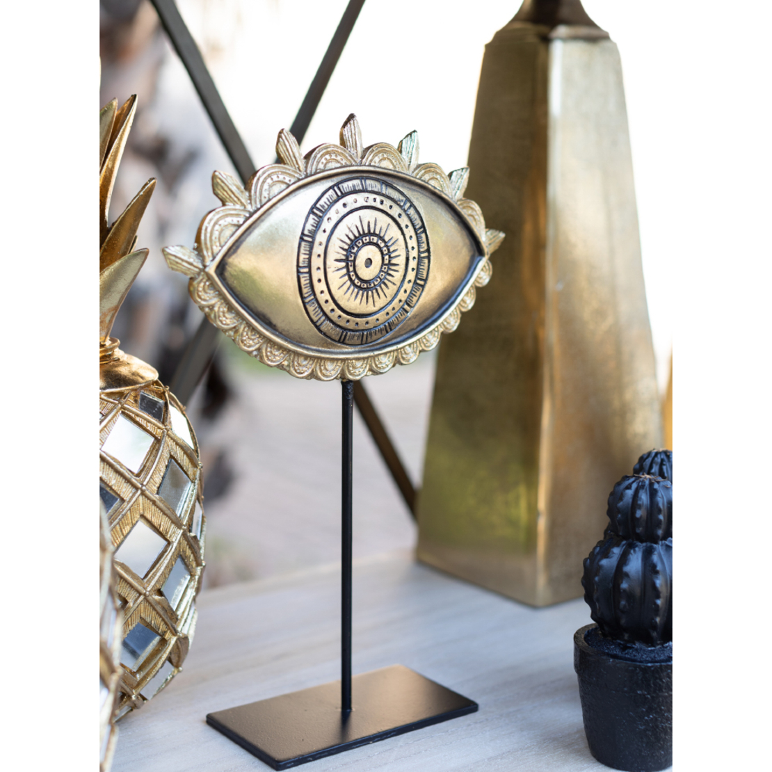 THE EYE DECO POLYRESIN GOLD BLACK 18,5x6,5xH29,5cm