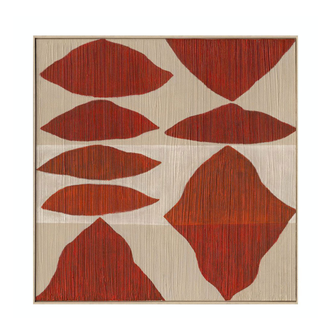 SHAYE TERRA PAINTING DECORATIVE 100x100x5 CANVAS BEIGE REDDISH BROWN WOOD NATURAL
