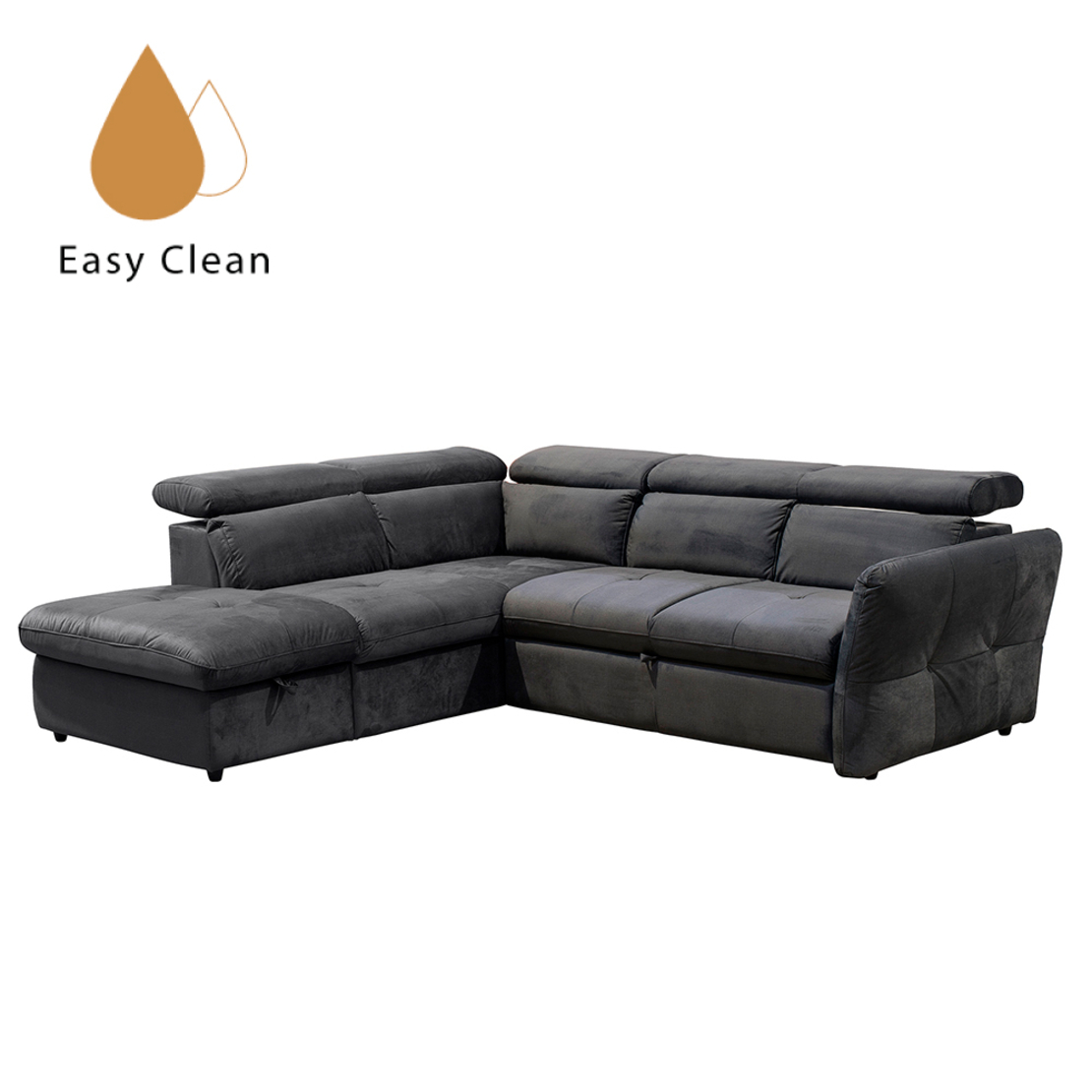MONSERAT SOFA BED CORNER LEFT EASY CLEAN FABRIC ANTHRACITE E1 EU
