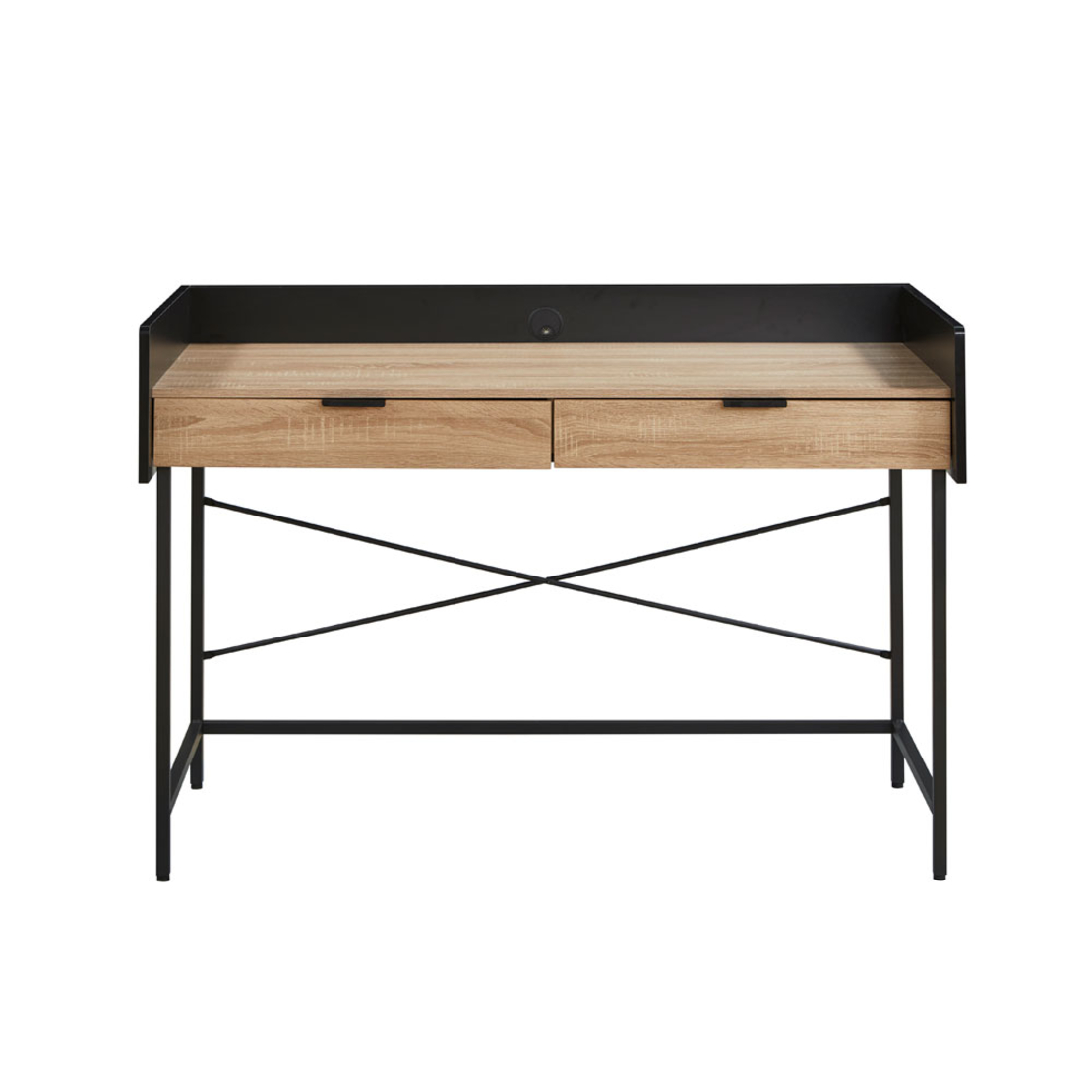HOMI DESK 2DRAWERS CHIPBOARD WITH MELAMINE CARTA NATURAL BLACK 123x60xH86cm E1 PRC