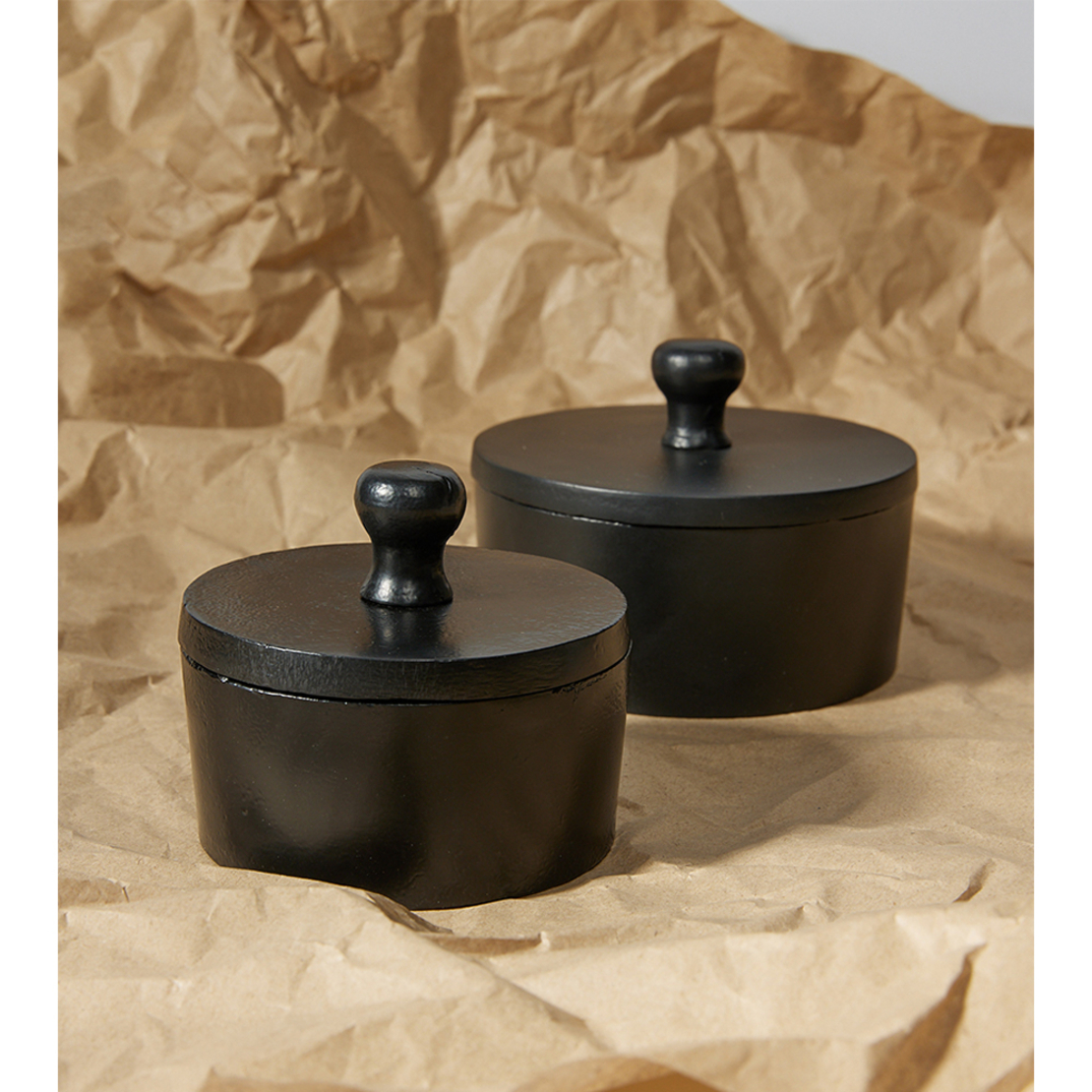 BOITE STORAGE JAR WITH LID ALUMINIUM BLACK 11x11xH