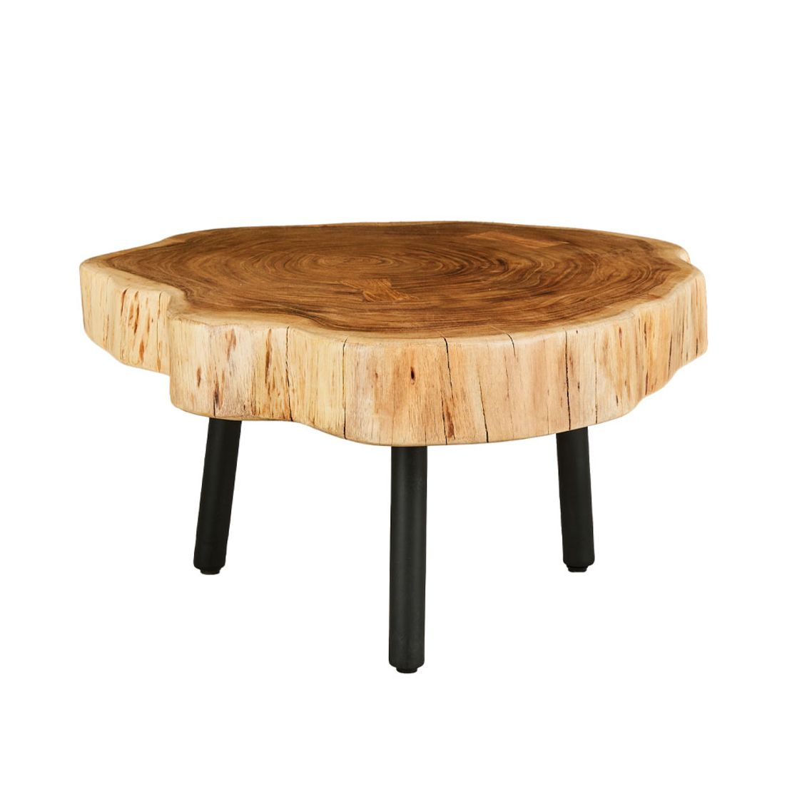 RAW COFFEE TABLE WOOD ACACIA NATURAL METAL 80x80xH40cm IN