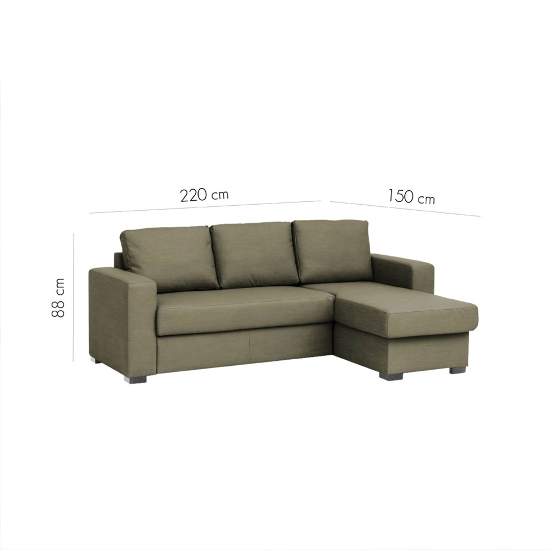 ALDO CRISTIANO SOFA BED REVERSABLE CORNER EASY CLEAN FABRIC OLIVE GREEN R454 E1 EU