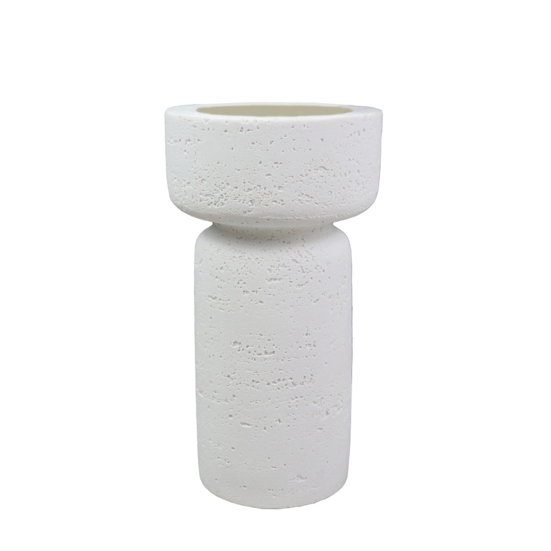 INGER CANDLE HOLDER POLYRESIN WHITE 11x11xH20,5cm