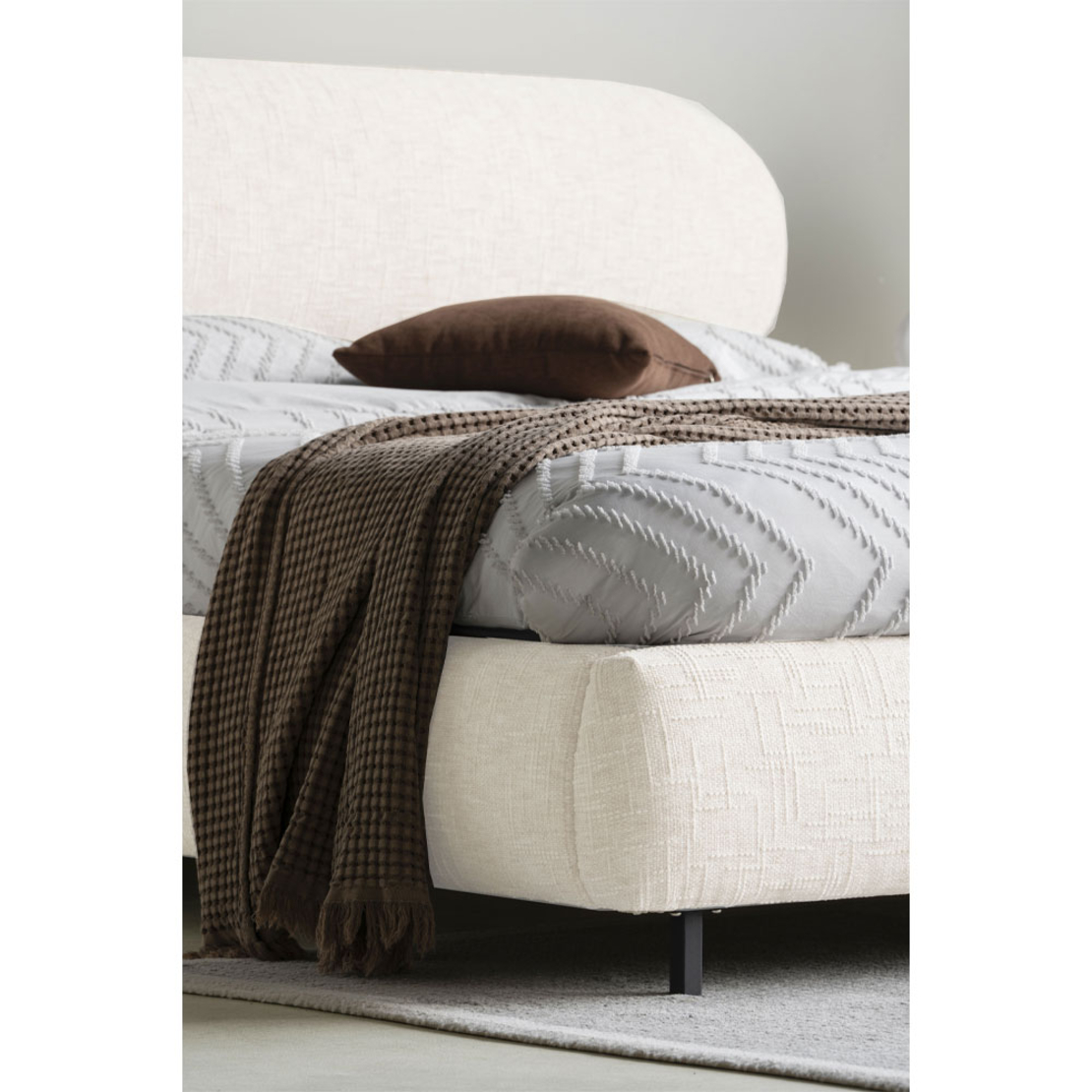 SERENITE BED (FOR MATTRESS 160x200cm) FABRIC BEIGE METAL BLACK E1 PRC