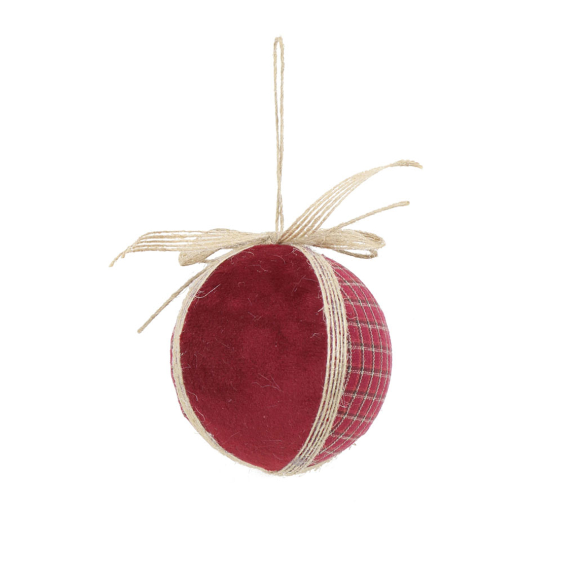 XMAS JOY 3 BALL POLYFOAM FABRIC RED BEIGE D10xH10c