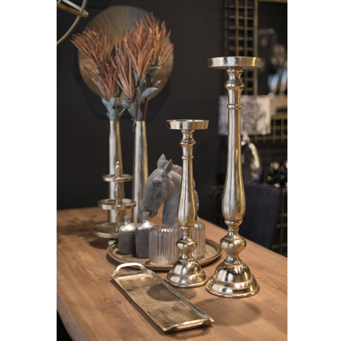 IONAS CANDLE HOLDER ALUMINIUM GOLD 15x15xH55cm IN