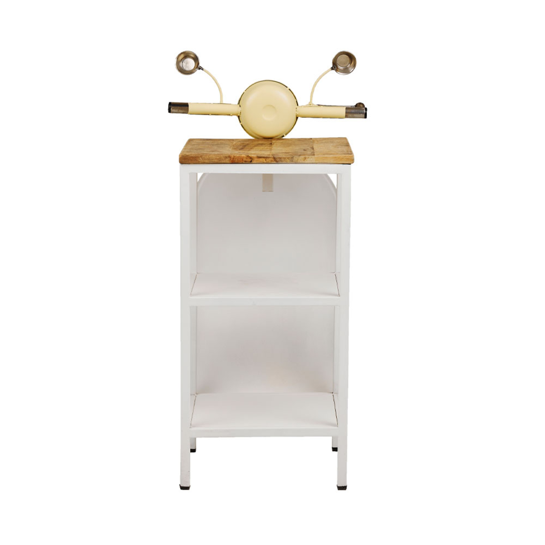 MINI VESPA SIDE TABLE WITH SHELVES METAL CREAM WHITE NATURAL 61x45xH88cm IN
