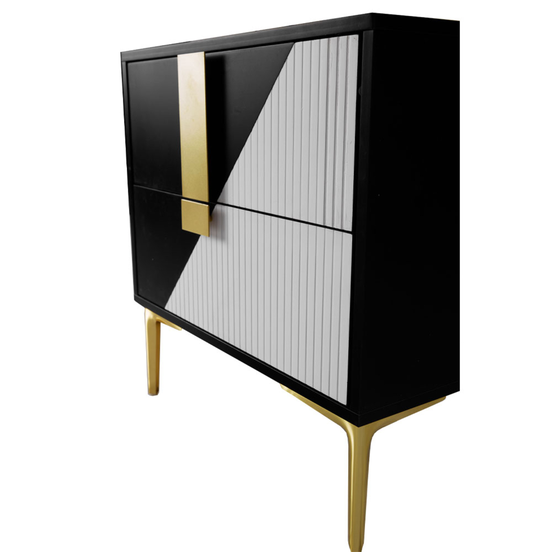 NEW YORK NIGHTSTAND MDF WHITE MDF BLACK GOLD E1