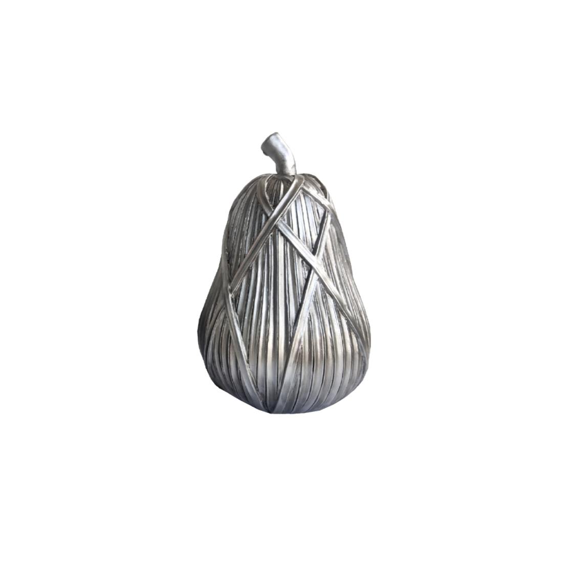 TRICOT POIRE DECO PEAR POLYRESIN SILVER 11,5x11,5x