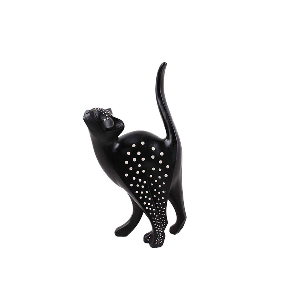 SUERTE 2 DECO CAT POLYRESIN BLACK WHITE 18x10xH33c