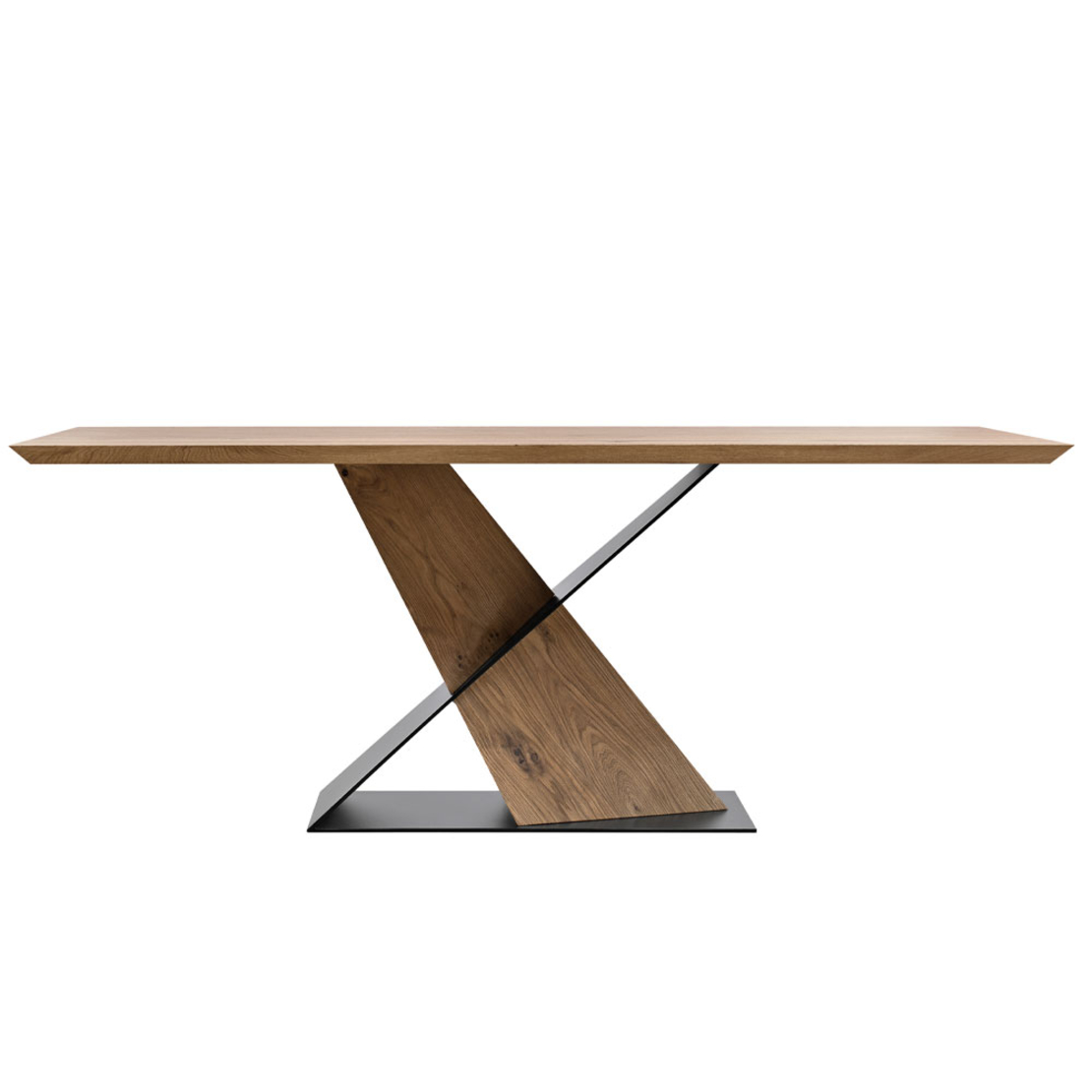 DELUX TABLE VENEER ΟΑΚ NATURAL METAL BLACK E1 PRC