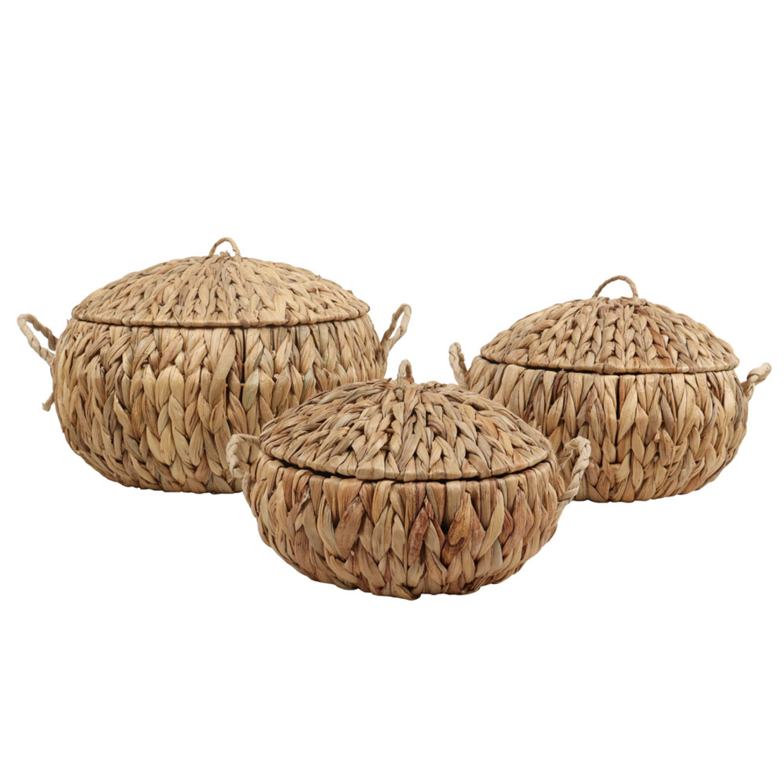 KEA BASKET WITH LID SET 3PCS SEAGRASS NATURAL 40x4