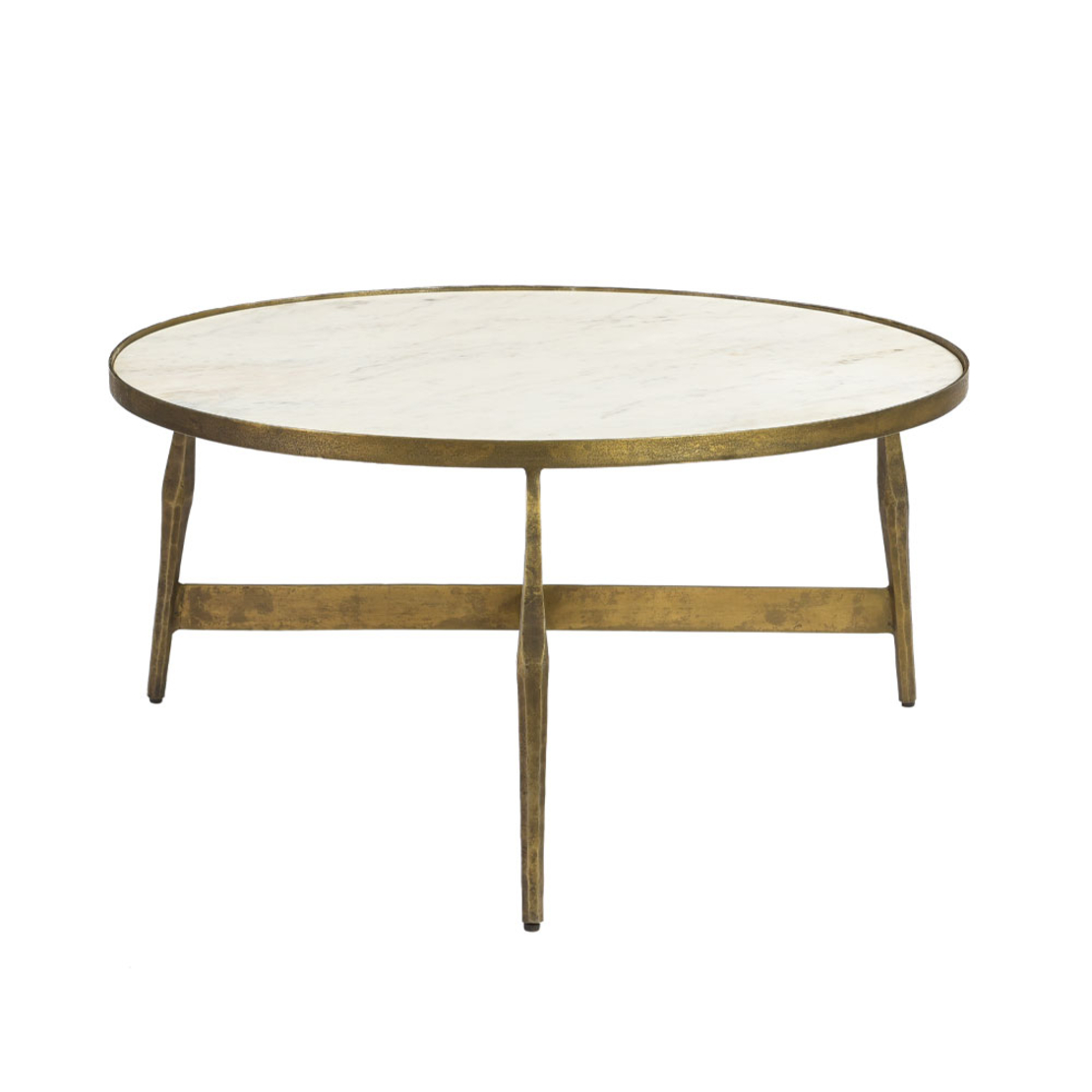 BLANCHE COFFEE TABLE MARBLE WHITE METAL BRASS ANTIQUE 81x81xH41cm IN