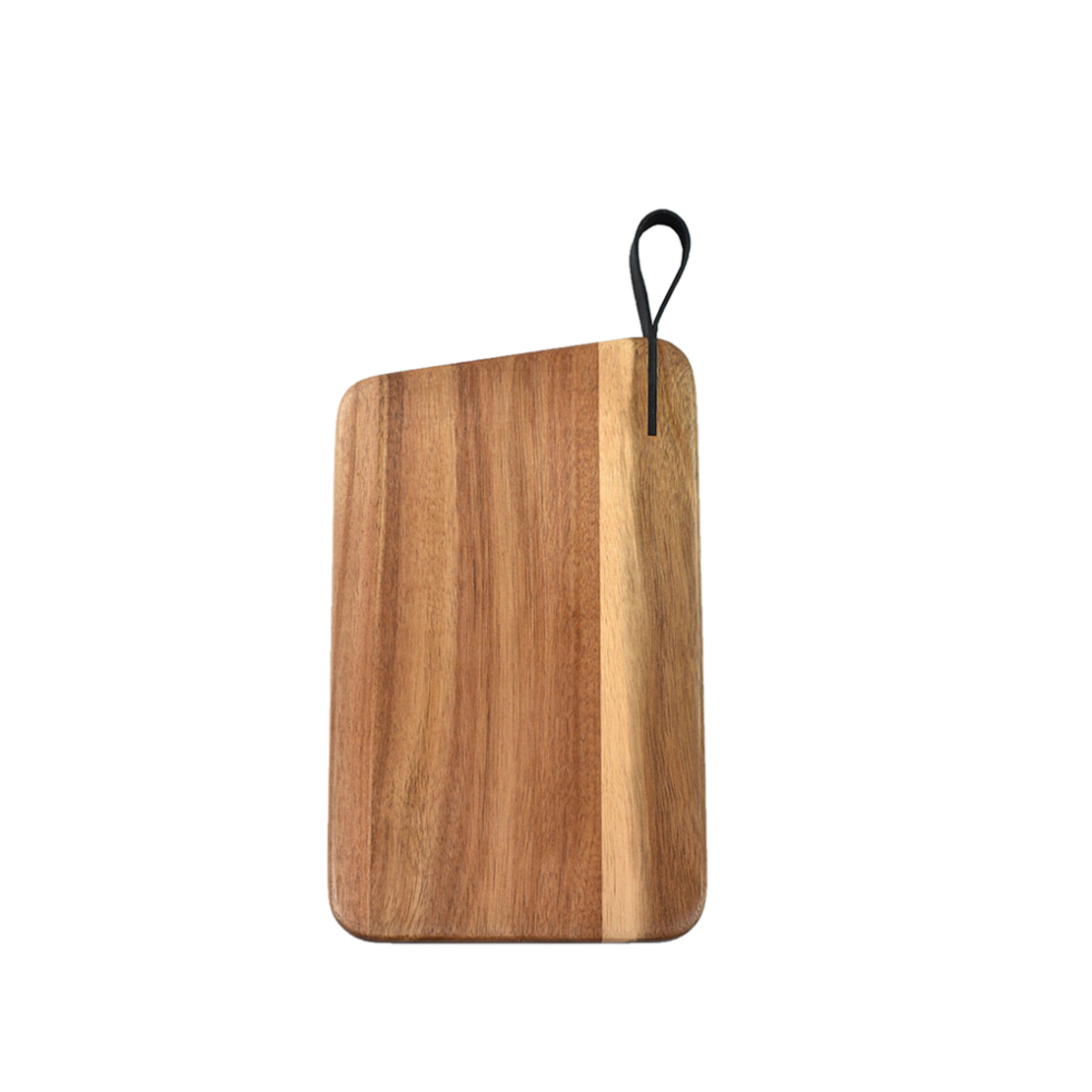 TORRO TRAY CUTTING ACACIA WOOD LEATHER 18x40xH2cm
