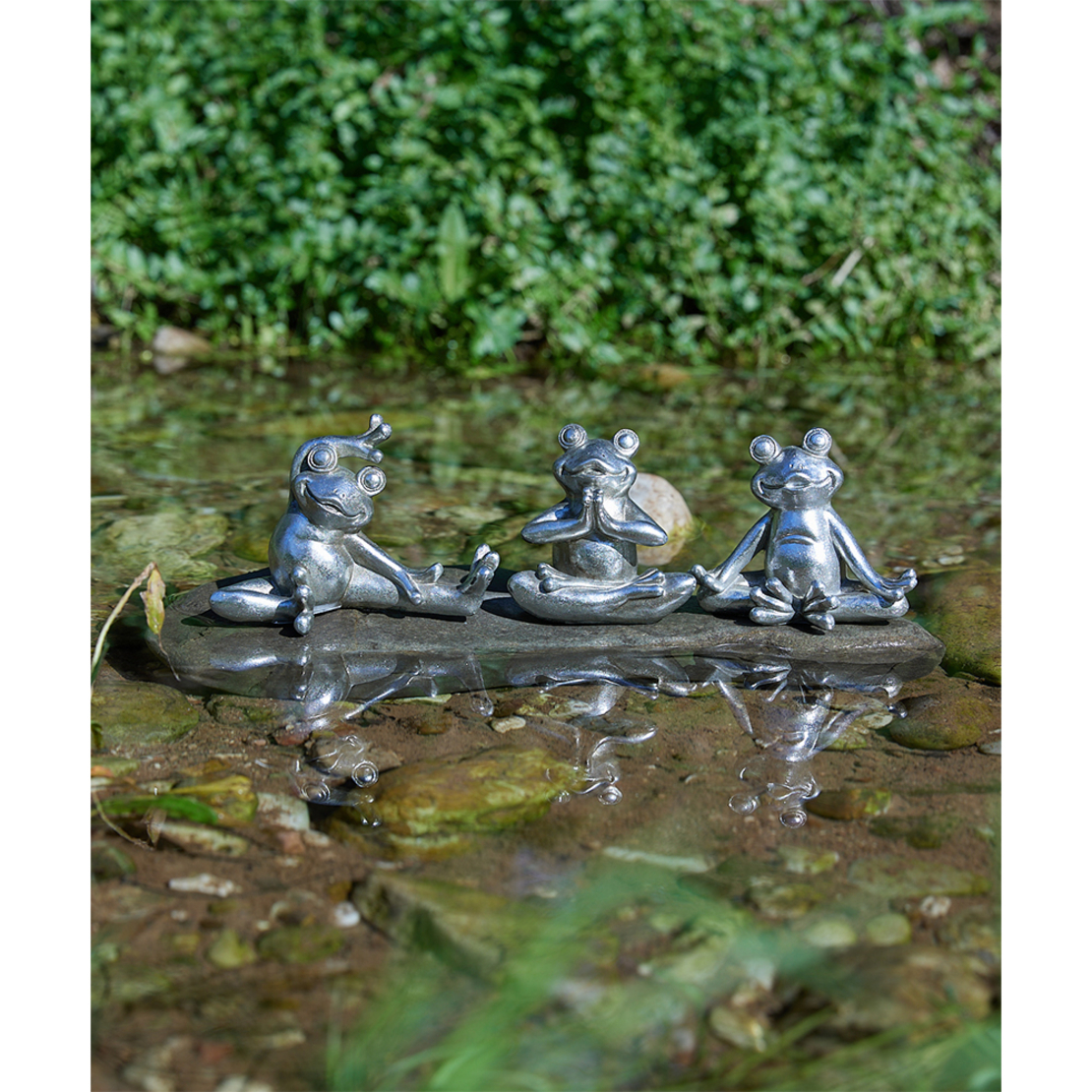 FROGGIES 2 DECO FROG SET 3PCS POLYRESIN SILVER 13,