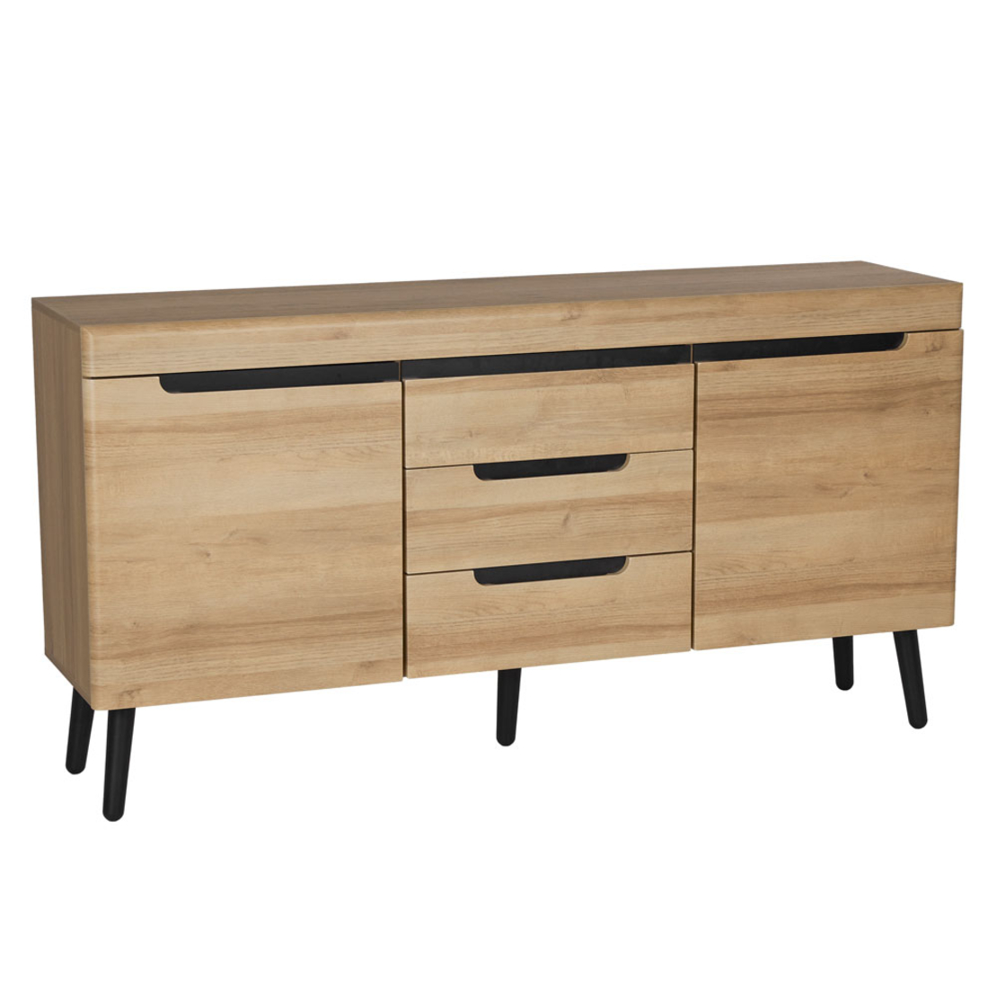 GRIF SIDEBOARD CHIPBOARD WITH MELAMINE NATURAL BLACK BLACK 160x40xH83cm E1 PRC