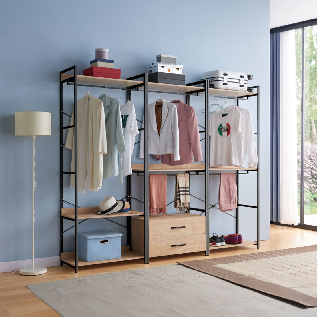 XENIA WARDROBE MELAMINE NATURAL METAL BLACK 60x40x