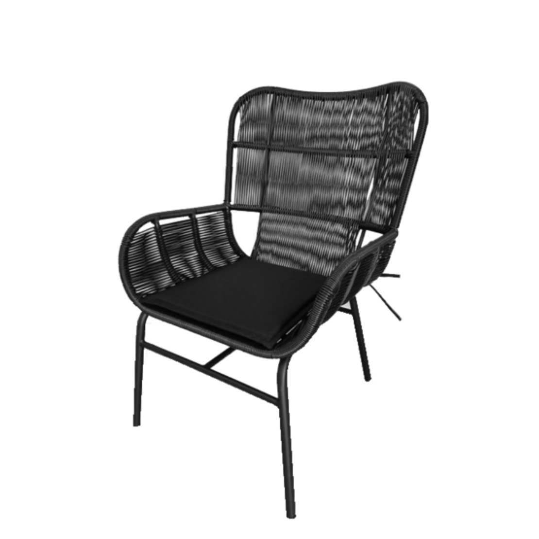 NERA ARMCHAIR PE WOVEN BLACK BLACK 65x70xH94cm PRC