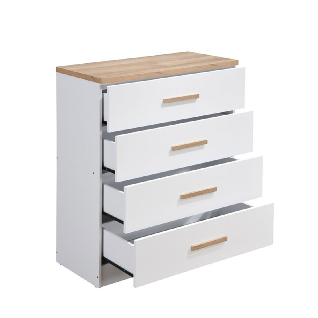 PRACTICO COMMODE 4DRAWERS CHIPBOARD WITH MELAMINE CARTA NATURAL WHITE E1 MY