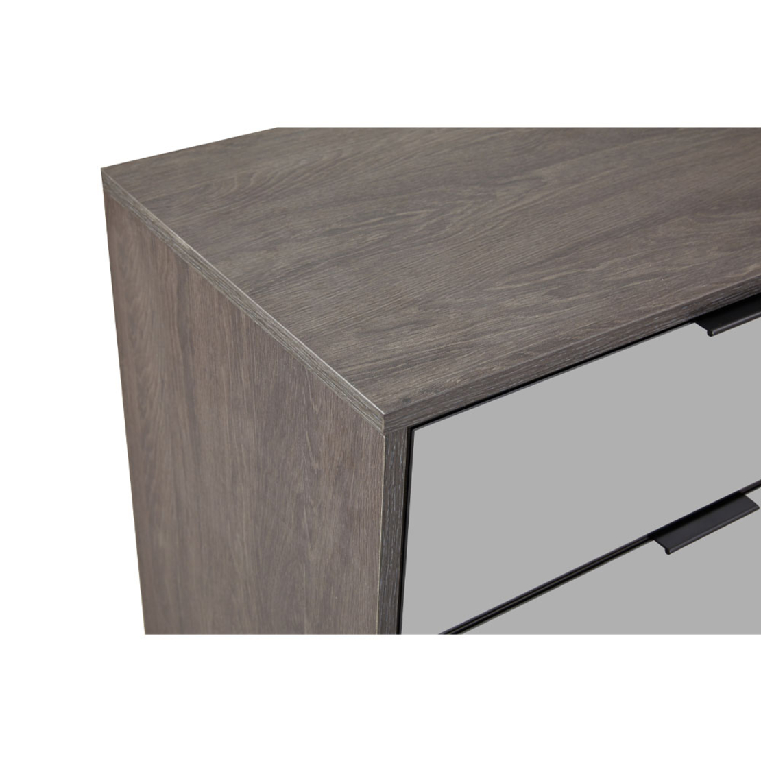 SPECCHIO PEDESTAL 6DRAWERS MELAMINE BLACK OAK MELAMINE MIRROR E1