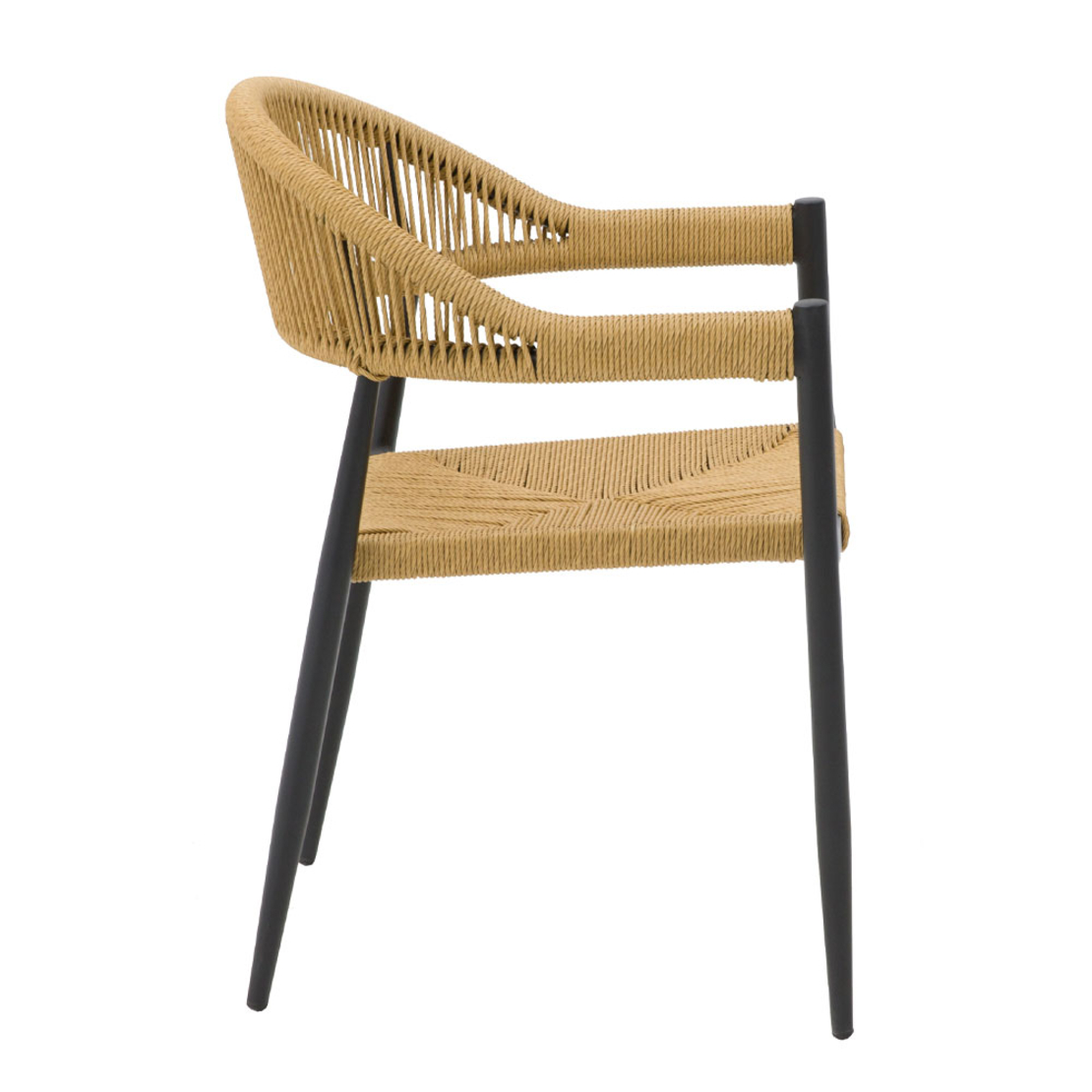 MEZZA LUNA ARMCHAIR ALUMINIUM BLACK NATURAL 56x55xH78cm PRC