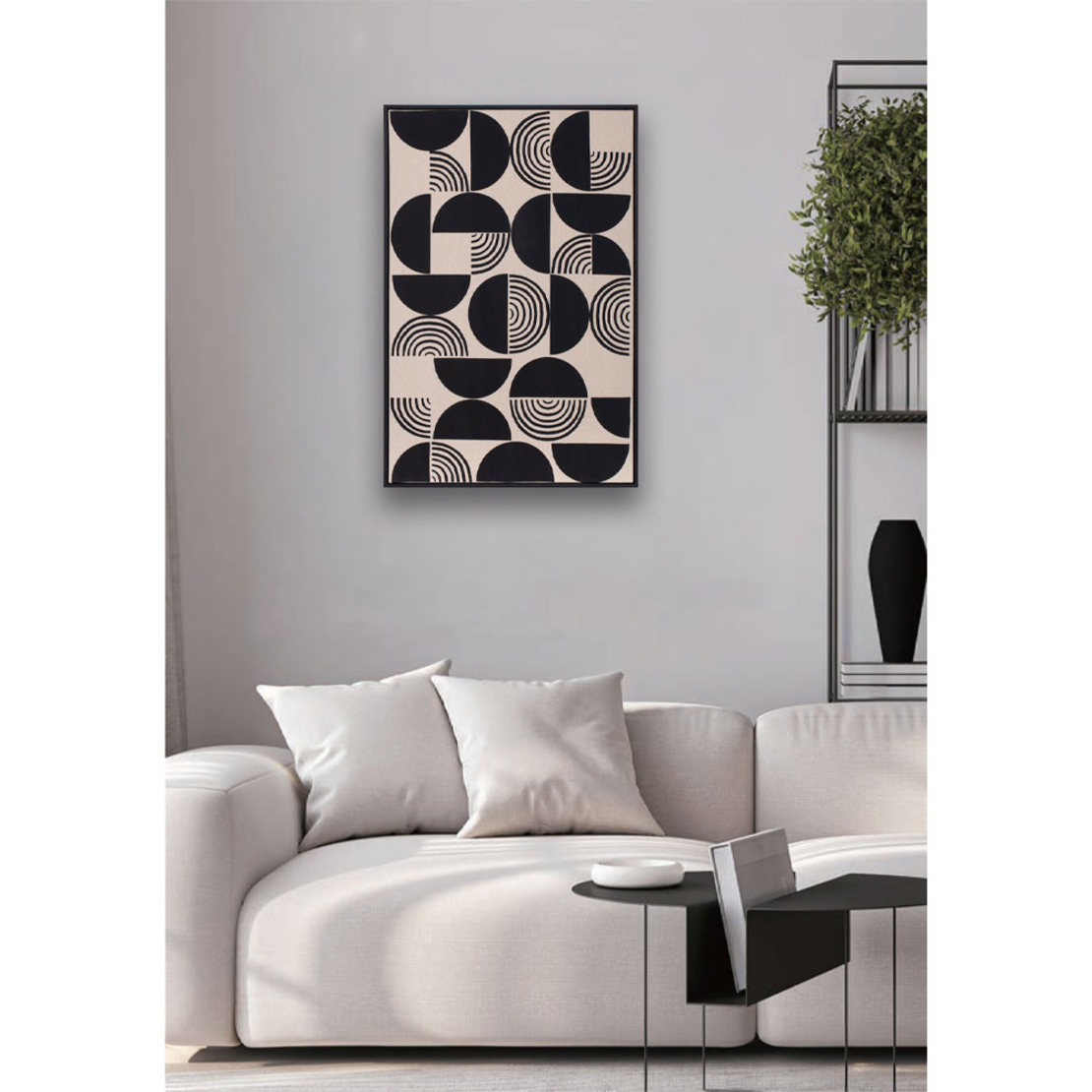 POSITIVE VIBES PAINTING DECORATIVE 60x90x4 LINEN WHITE BLACK WOOD BLAC