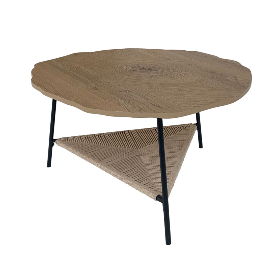 TREE COFFEE TABLE CHIPBOARD WITH MELAMINE CARTA NATURAL METAL BLACK 80x80xH42cm E1 PRC