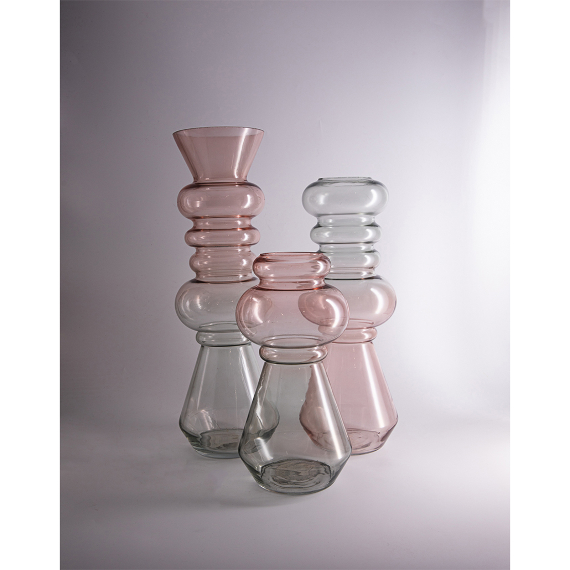 FORME VASE GLASS PINK GREEN D13,5xH27,5cm PRC