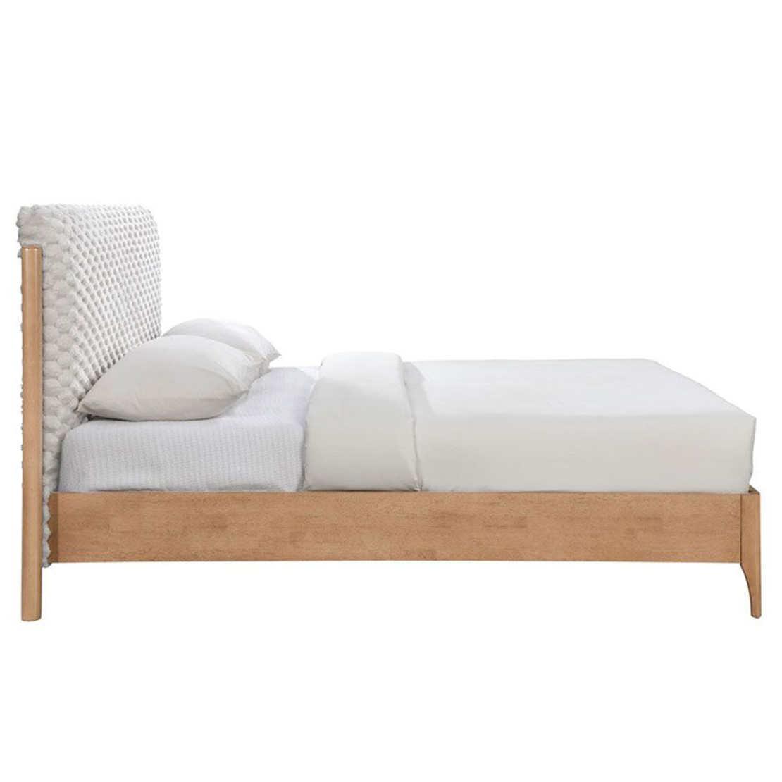 LORDY BED (FOR MATTRESS 160x196cm) FABRIC CREAM FABRIC WALNUT LIGHT MY