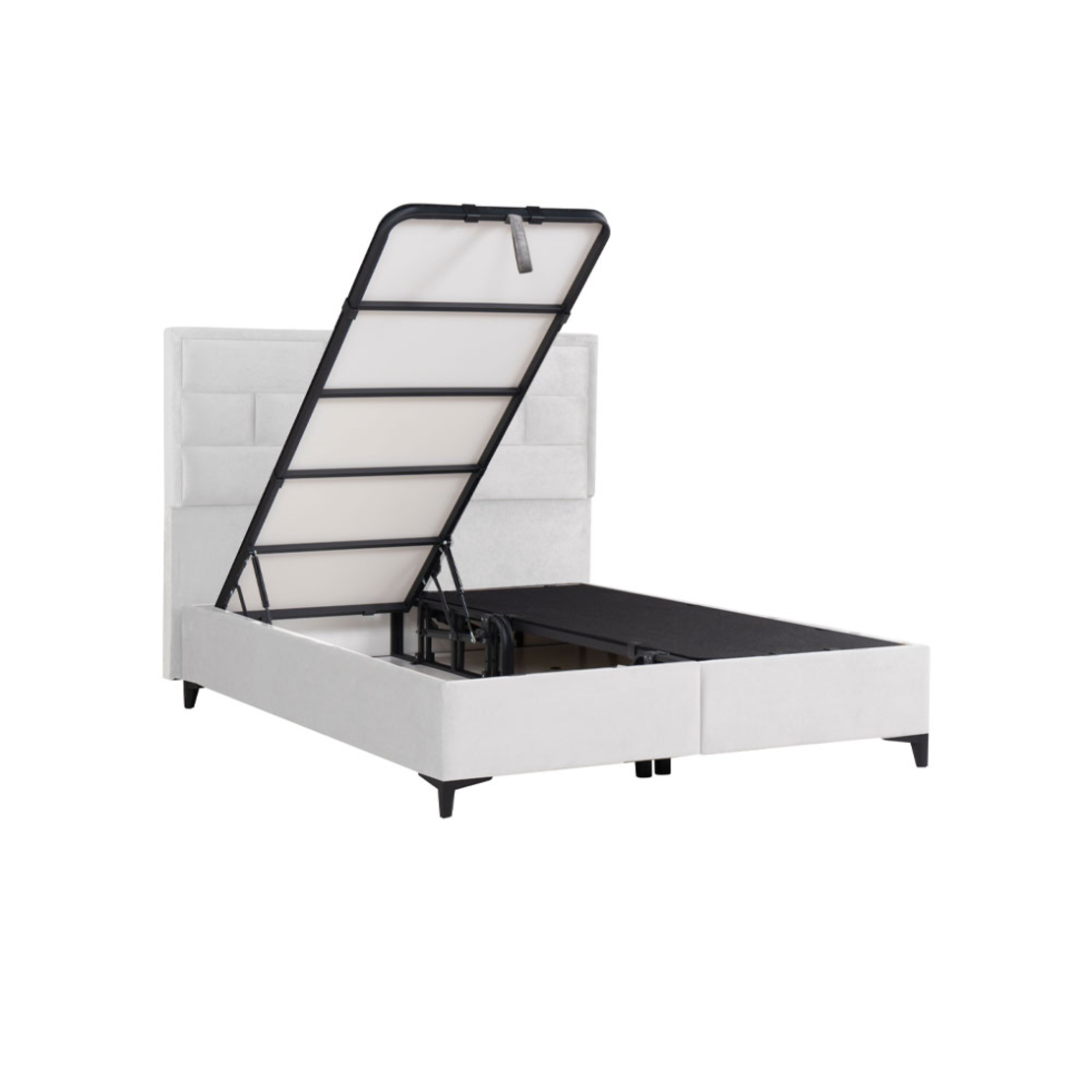 BRICK BED WITH STORAGE (FOR MATTRESS 160x200cm) FABRIC OFF WHITE 16-450 E1 TR