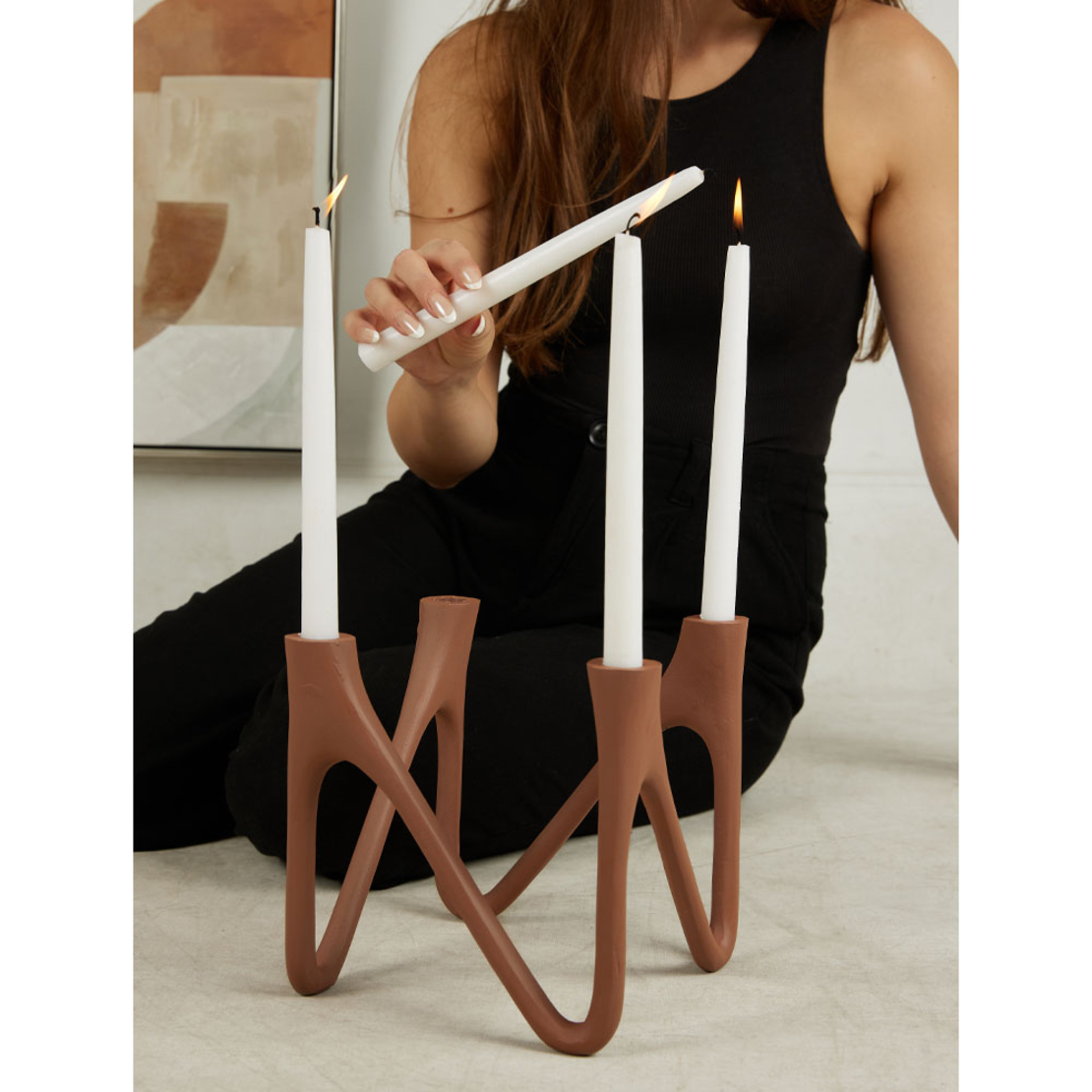 FORMAS CANDLE HOLDER ALUMINIUM TERRACOTTA 22x22xH2