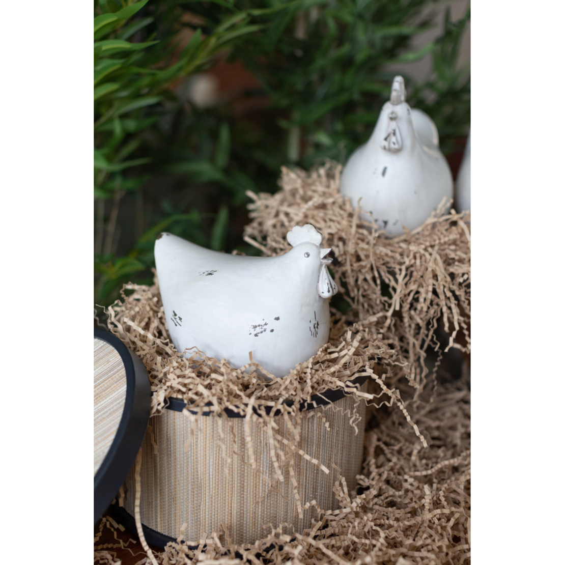 GALINHA 2 DECO HEN POLYRESIN BEIGE 19x12,3xH14,8cm